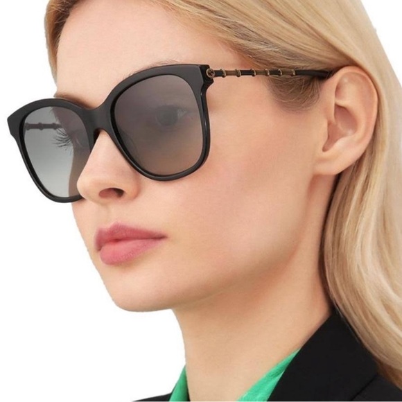 NEW GUCCI WOMEN BLACK GRAY CAT EYE SUNGLASSES GUCCI - Picture 6 of 9